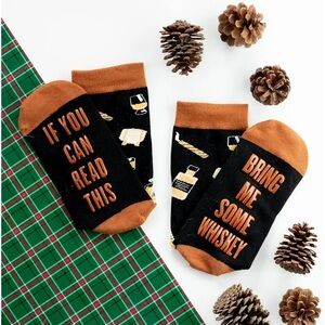 NWT Bring Me Some Whiskey Brown & Black Socks